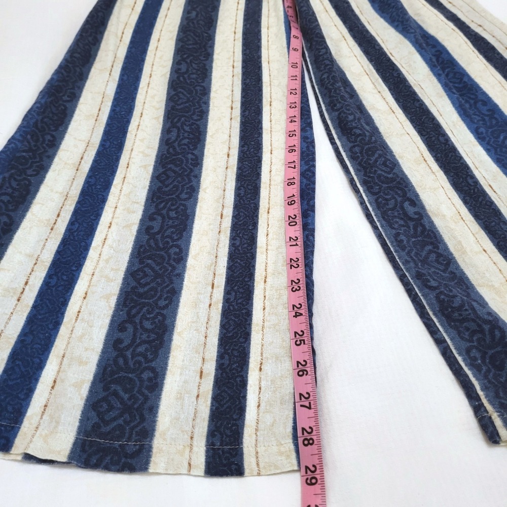 Bellambra Italy Blue Ivory Stripe Wide Leg Resortwear Loungewear Coastal Pants M - Picture 7 of 8